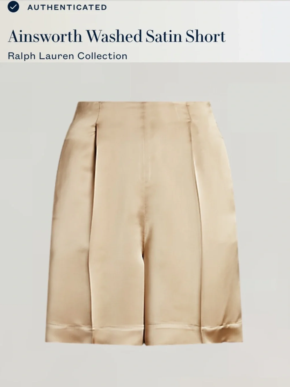 Ralph Lauren Collection Ainsworth Washed Satin Short 2023 Runway size 4